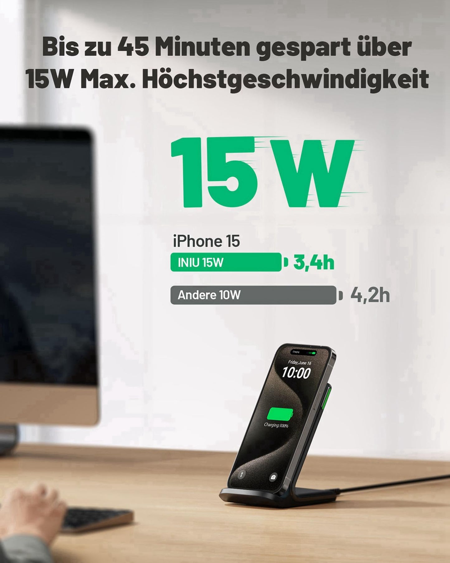 Wireless Charger Stand 15W – Qi Schnellladegerät