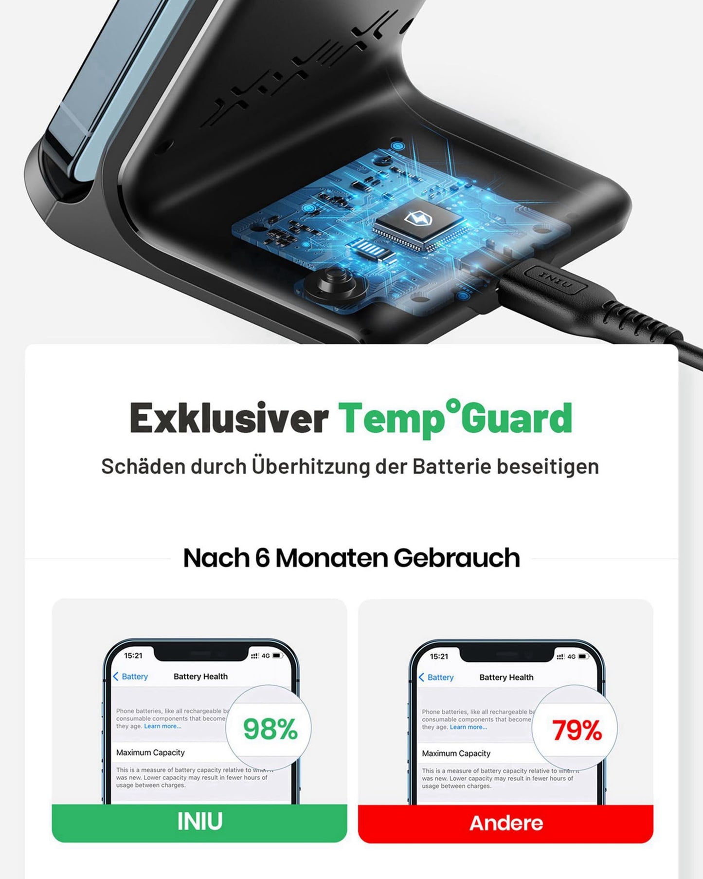 Wireless Charger Stand 15W – Qi Schnellladegerät