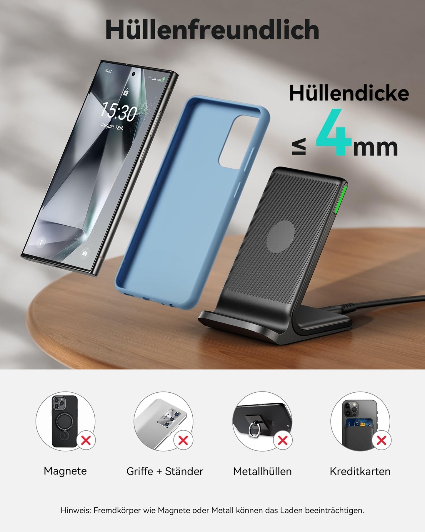 Wireless Charger Stand 15W – Qi Schnellladegerät